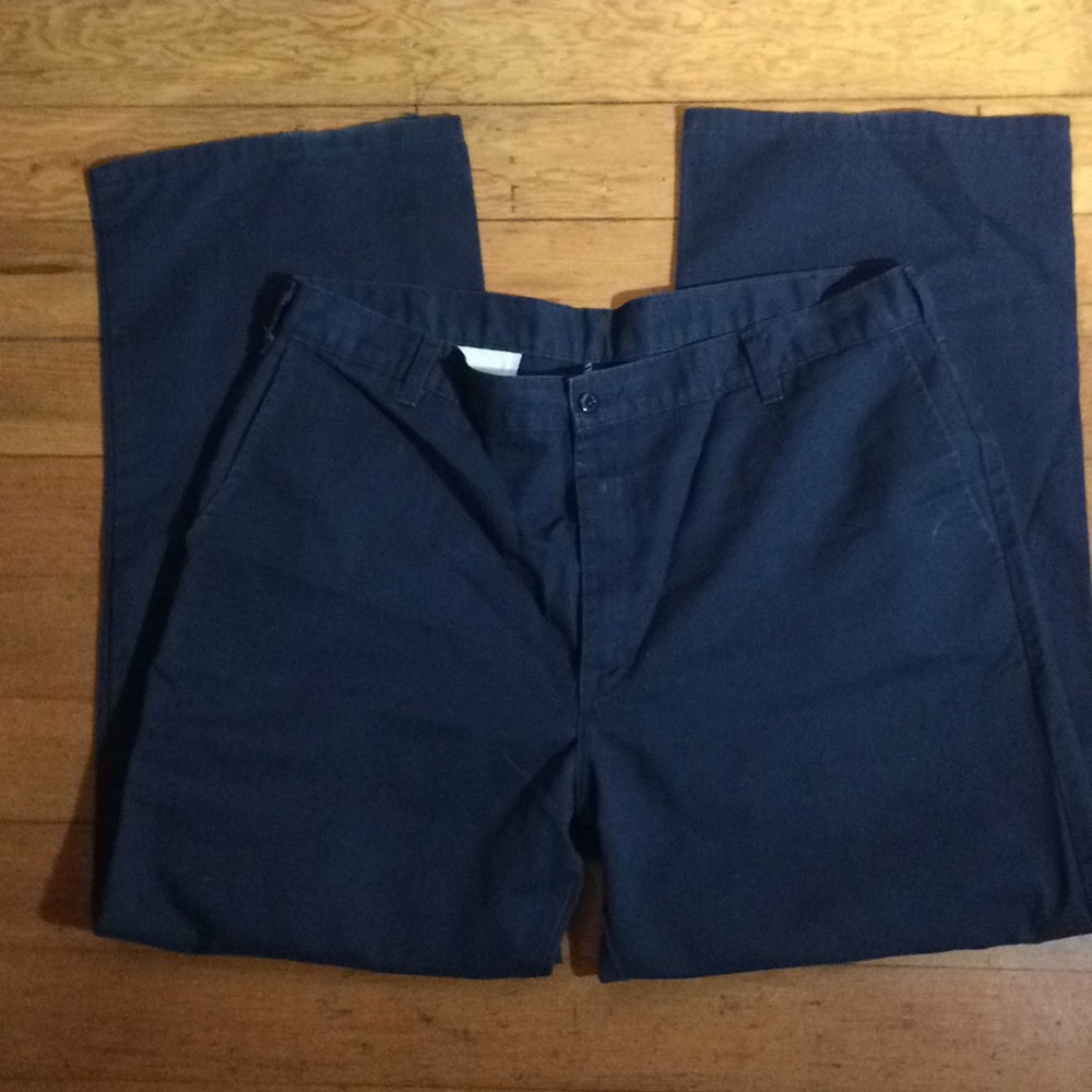 Dickie's utility work pants, medium blue.
